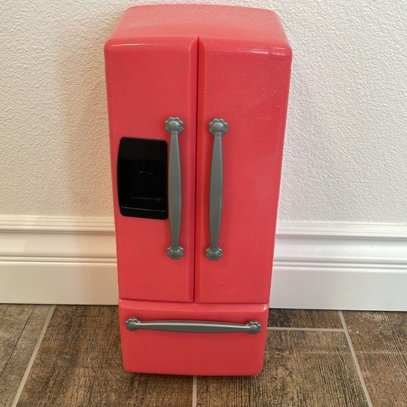 Pink Toy Refrigerator Pretend Play Dolls Accessories - Picture 5 of 9